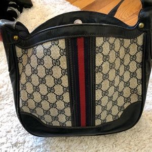 Vintage Authentic Gucci Hobo Canvas Bag